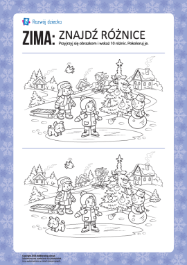 Zima: znajdź różnice i pokoloruj