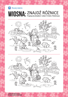 Wiosna: znajdź różnice i pokoloruj