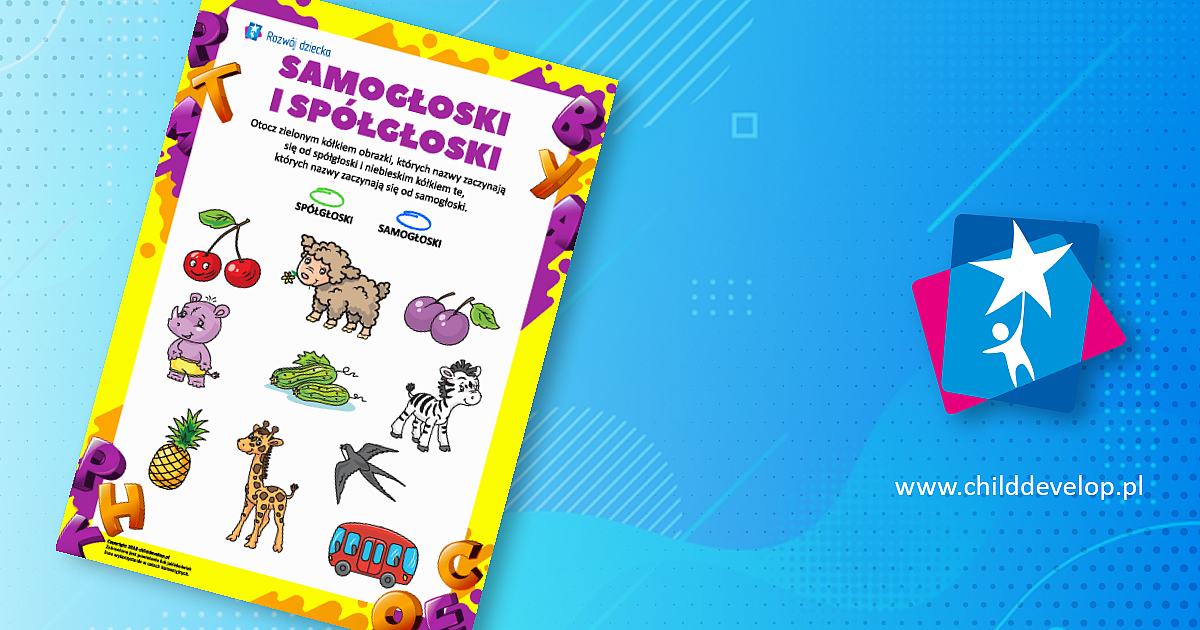 Uczymy się samogłosek i spółgłosek w oparciu o rysunki – do druku karty