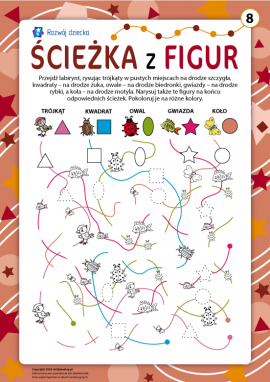 Ścieżka z figur nr 8: trójkąt, kwadrat, owal, gwiazda, koło