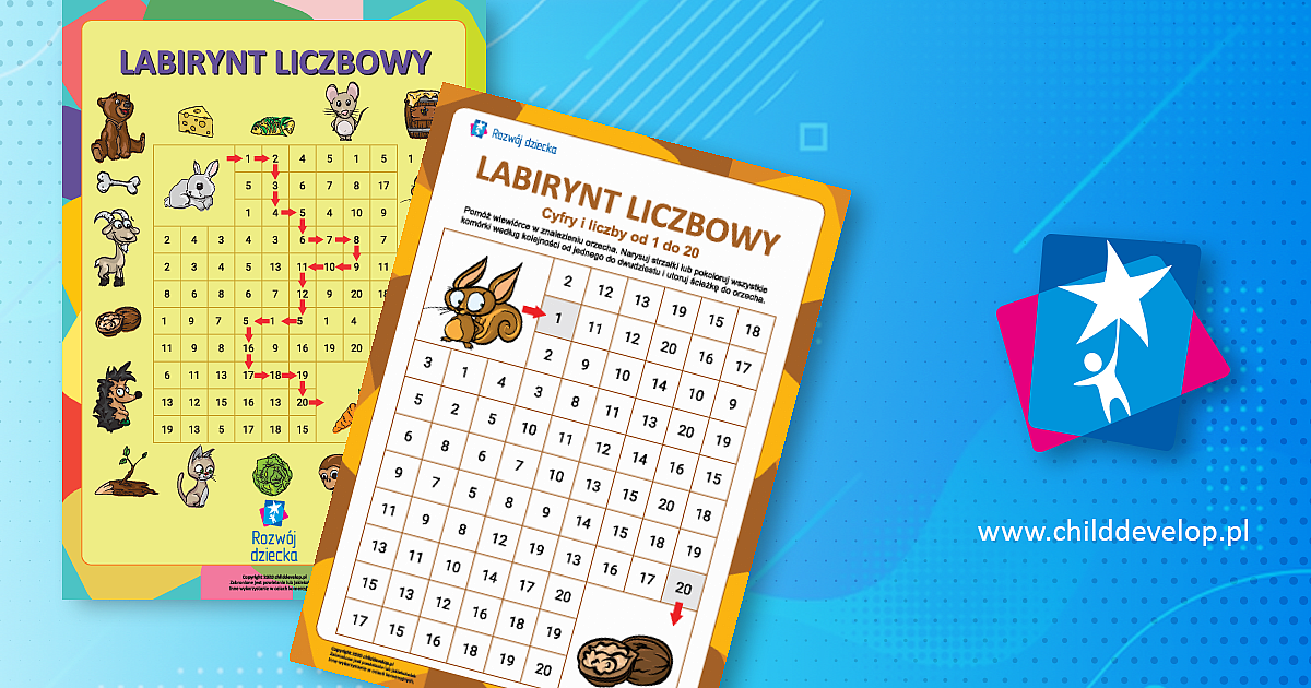 Labirynt liczbowy nr 2: cyfry od 1 do 10 – do druku karty pracy