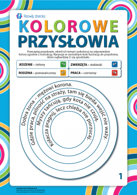Kolorujemy przysłowia według tematów nr 1 (język polski)