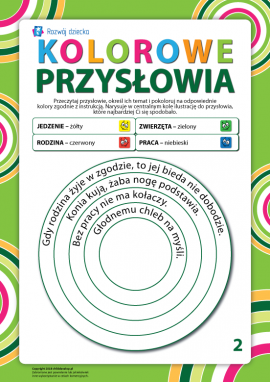 Kolorujemy przysłowia według tematów nr 2 (język polski)