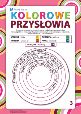 Kolorujemy przysłowia według tematów nr 3 (język polski)