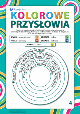 Kolorujemy przysłowia według tematów nr 4 (język polski)