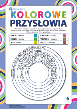 Kolorujemy przysłowia według tematów nr 6 (język polski)