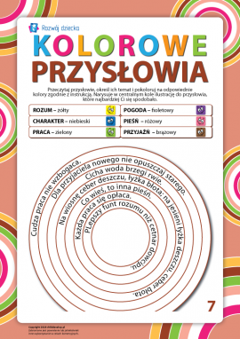 Kolorujemy przysłowia według tematów nr 7 (język polski) Kolorujemy przysłowia według tematów nr 7 (język polski)