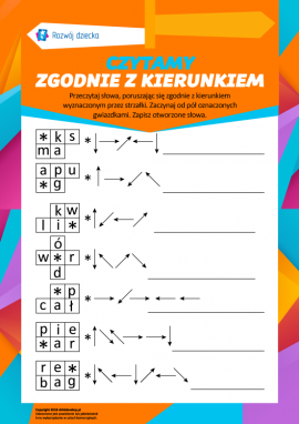 Czytamy zgodnie z kierunkiem, odszyfrujemy słowa