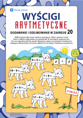 Wyścigi arytmetyczne wilków: dodawanie i odejmowanie w zakresie 20