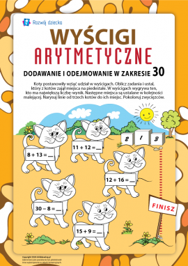 Wyścigi arytmetyczne kotów: dodawanie i odejmowanie w zakresie 30
