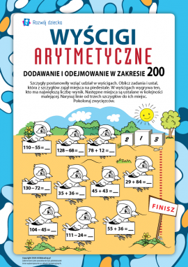 Wyścigi arytmetyczne szczygłów: dodawanie i odejmowanie w zakresie 200