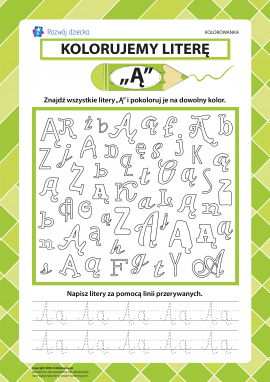 Kolorujemy literę „Ą” (alfabet polski)