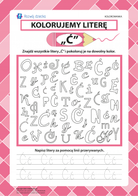 Kolorujemy literę „Ć” (alfabet polski)