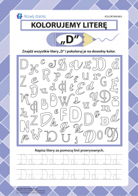 Kolorujemy literę „D” (alfabet polski)