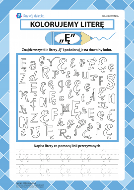 Kolorujemy literę „Ę” (alfabet polski)