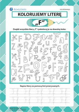 Kolorujemy literę „F” (alfabet polski)