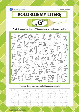 Kolorujemy literę „G” (alfabet polski)