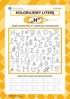 Kolorujemy literę „H” (alfabet polski)