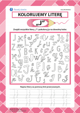 Kolorujemy literę „J” (alfabet polski)