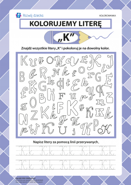 Kolorujemy literę „K” (alfabet polski)