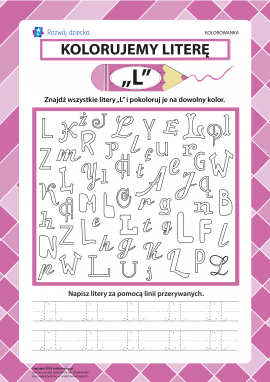 Kolorujemy literę „L” (alfabet polski)