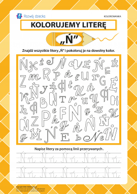 Kolorujemy literę „Ń” (alfabet polski)