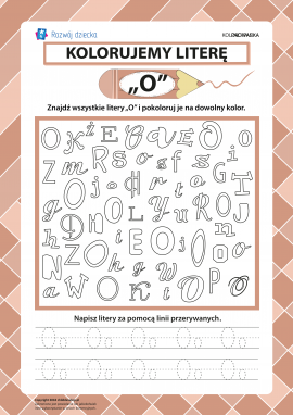 Kolorujemy literę „O” (alfabet polski)