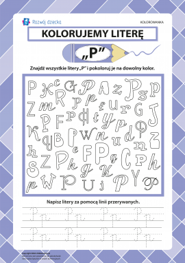 Kolorujemy literę „P” (alfabet polski)
