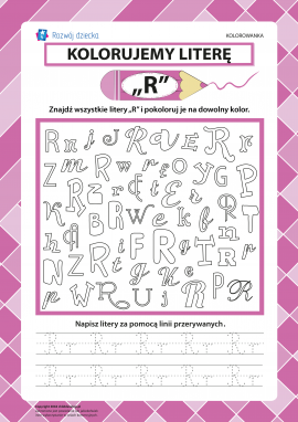 Kolorujemy literę „R” (alfabet polski)