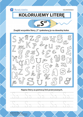 Kolorujemy literę „S” (alfabet polski)