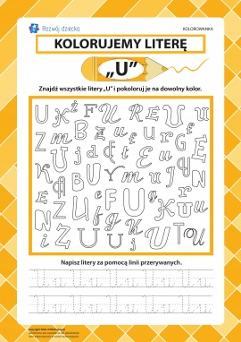 Kolorujemy literę „U” (alfabet polski)