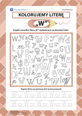 Kolorujemy literę „W” (alfabet polski)