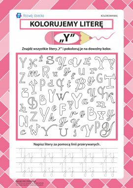 Kolorujemy literę „Y” (alfabet polski)