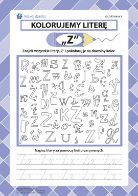 Kolorujemy literę „Z” (alfabet polski)