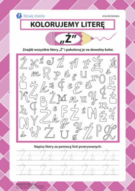 Kolorujemy literę „Ż” (alfabet polski)
