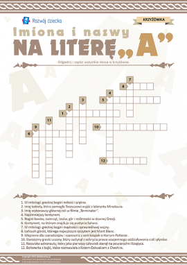 Krzyżówka ze słów na literę „A”