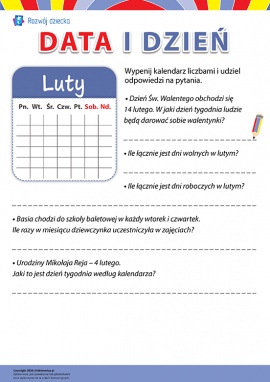 Pracujemy z kalendarzem: luty