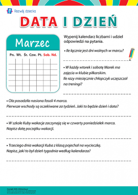 Pracujemy z kalendarzem: marzec