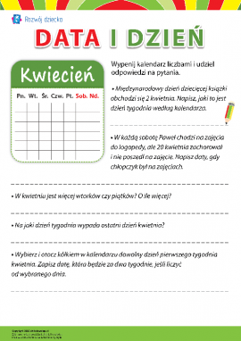 Pracujemy z kalendarzem: kwiecień