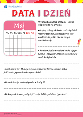 Pracujemy z kalendarzem: maj
