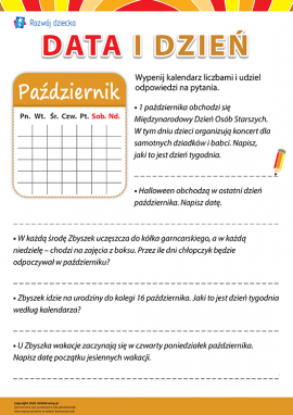 Pracujemy z kalendarzem: październik