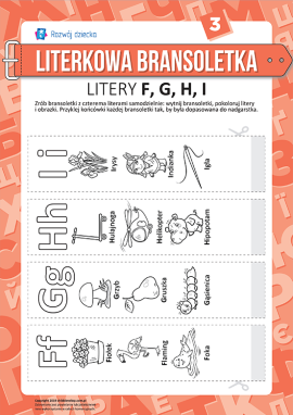 Bransoletki z literkami F, G, H, I (język polski)