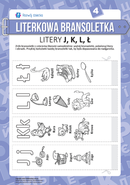 Bransoletki z literkami J, K, L, Ł (język polski)