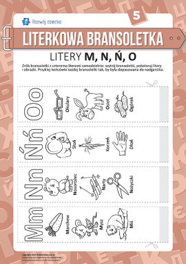 Bransoletki z literkami M, N, Ń, O (język polski)
