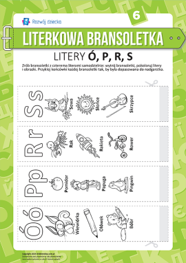 Bransoletki z literkami Ó, P, R, S (język polski)