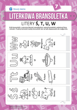 Bransoletki z literkami Ś, T, U, W (język polski)