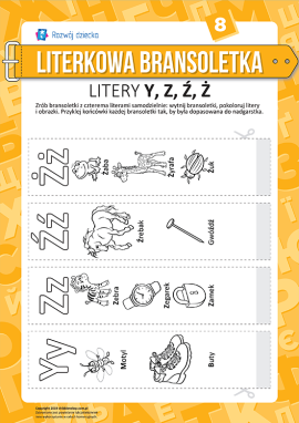 Bransoletki z literkami Y, Z, Ź, Ż (język polski)