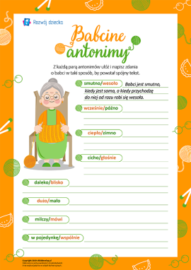 Babcine antonimy: piszemy tekst