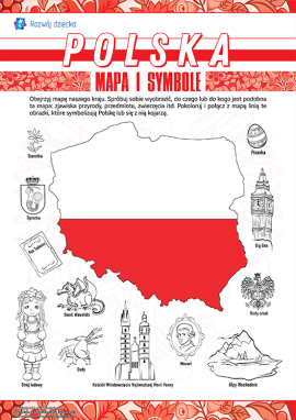 Mapa Polski i symbole narodowe