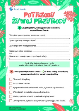 Uczymy się potrzeb żywej przyrody